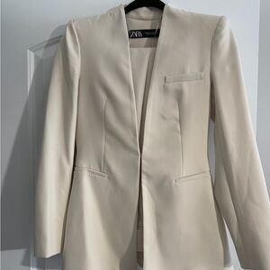 Zara Women's Cream Blazer Jacket & Pants